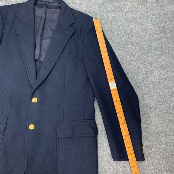 Vintage James Davis Blazer Men 42 Navy Blue Wool 2 Button Notch Lapel Sport Coat - Picture 6 of 15